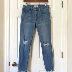 Madewell Classic 9" High Rise Distressed Medium Wash Cropped Skinny Jeans 29